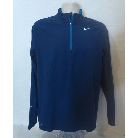 Nike Dri-Fit Blue Pullover 1/4 Zip Reflective Stretch Men's Medium - Picture 1 of 10